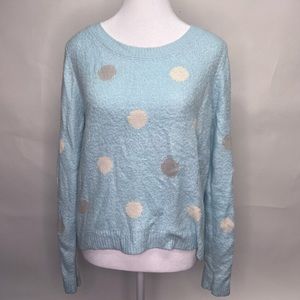 Lauren Conrad Women’s Baby Blue Polka Dot Sweater Size Large